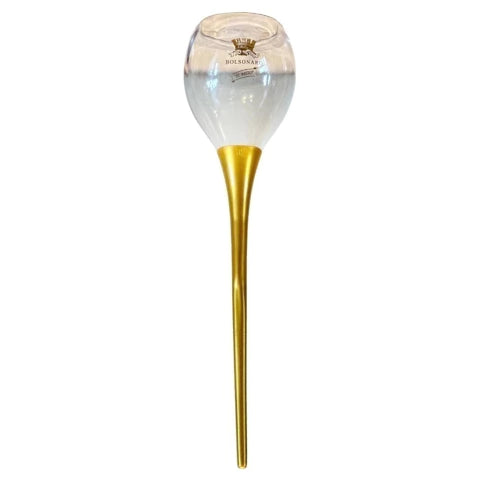 Kit 4 Taça Acrílico Vinho Haste Praia Cor Dourada