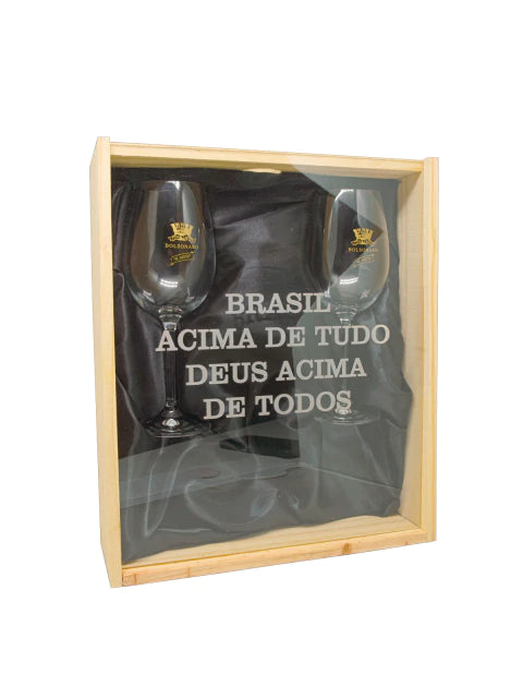 KIT porta rolhas com 2 taças personalizado Il Mito