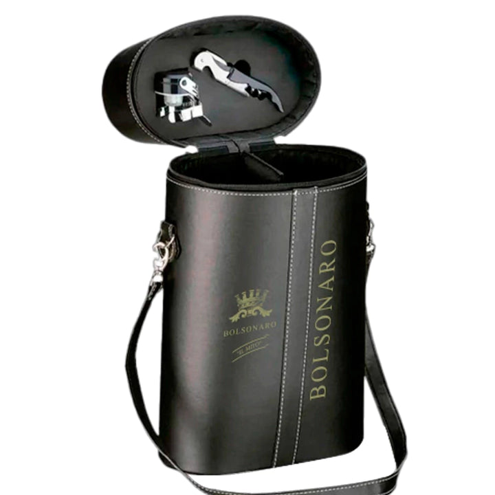 Bolsa Courino para 2 Garrafas c/ Acessórios personalizada Il Mito