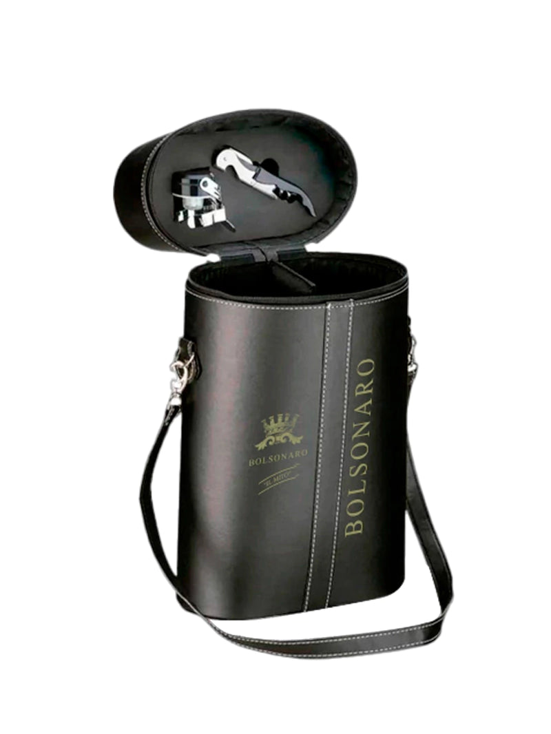 Bolsa Courino para 2 Garrafas c/ Acessórios personalizada Il Mito